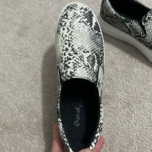 Snake Skin Black & White Platform Slip Ons